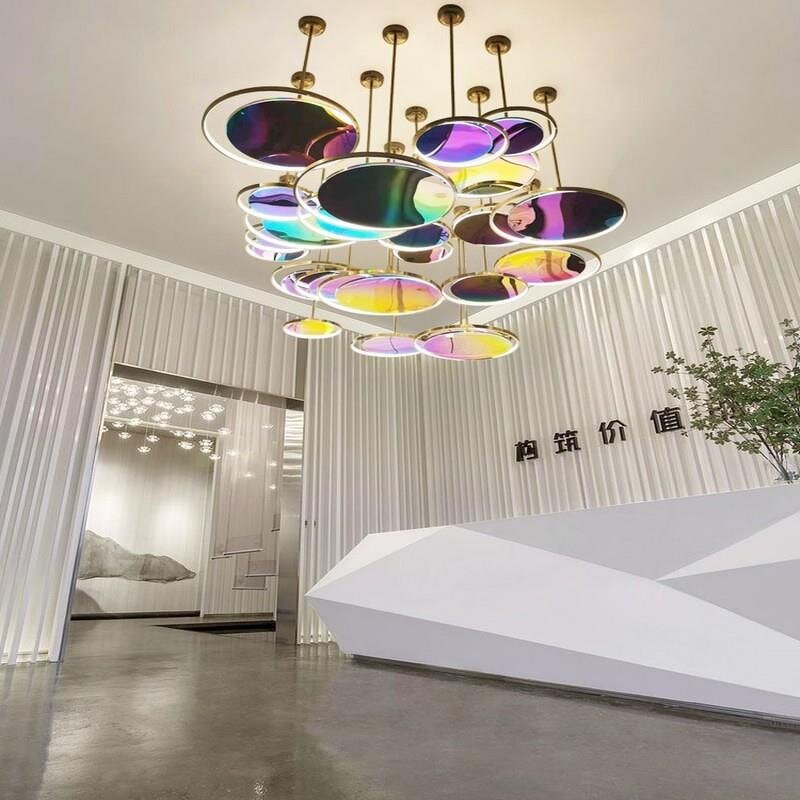 Bubble Pendant Light Supplier - Colorful Cyberpunk Hotel Lobby