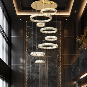 Gold Crystal Chandelier Supplier - Custom Large Circle Ring LED