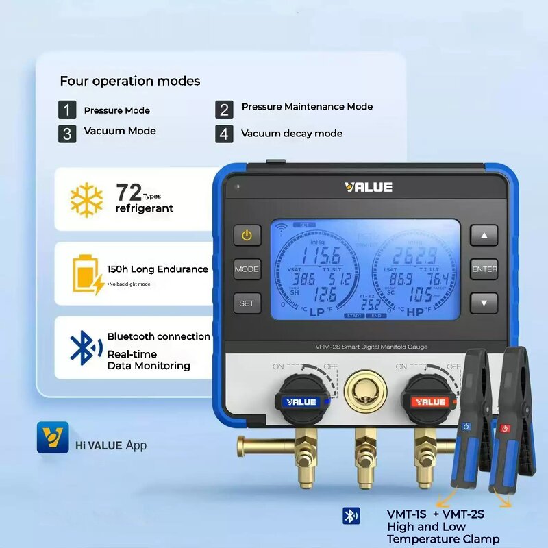 Digital Manifold Gauge Factory - OEM/ODM Custom VRM-2S Smart with Wireless Probes