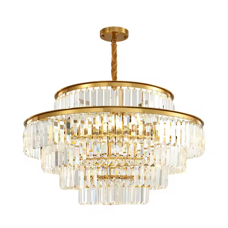 Gold Crystal Ceiling Light Manufacturer - OEM Metal Plating Luxury Hotel Lobby