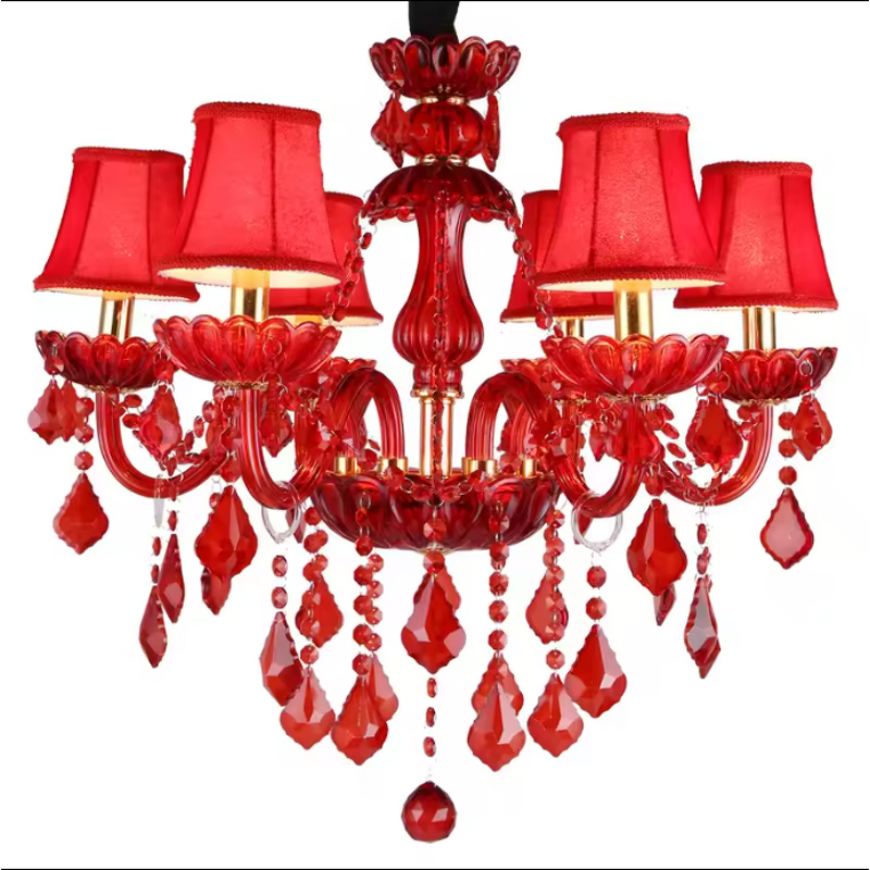 Red Crystal Chandelier Factory - OEM Wedding Europe LED Bulbs Candle Lighting