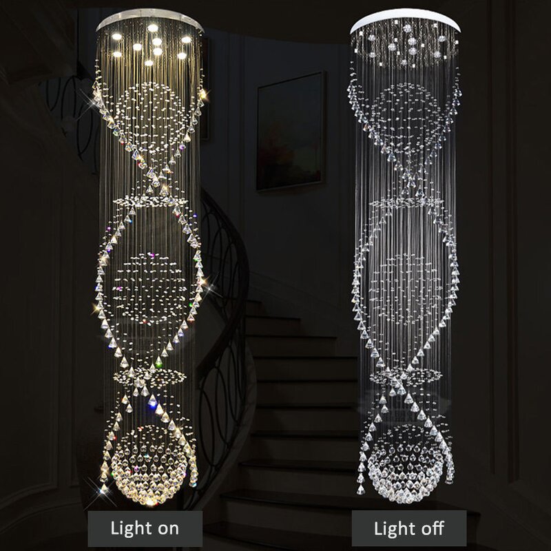 Crystal Beads Chandelier Manufacturer - OEM Hotel Stairs Modern Raindrop Spiral