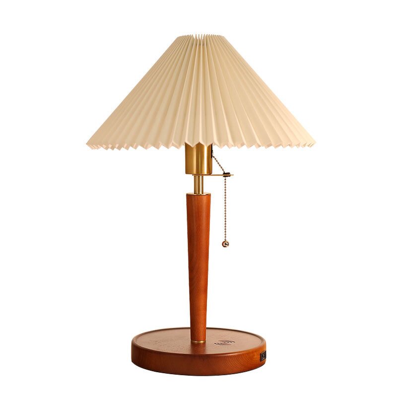 Wood Table Lamp Manufacturer - OEM American Retro Fabric Desk Wireless Charger