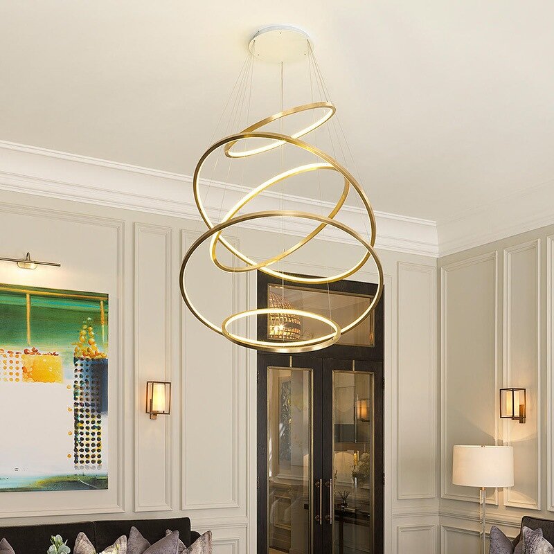 Gold Circle Chandelier Manufacturer - OEM Modern Simple Large Stainless Steel Ring