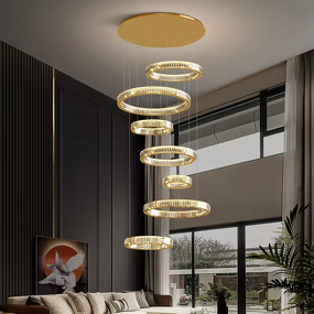 Ring Pendant Light Factory - OEM New Design Staircase Luxury Crystal Ring