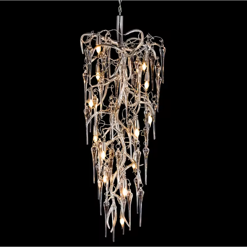 Silver Chandelier Manufacturer - OEM Art Deco Staircase Hotel Raindrop Light