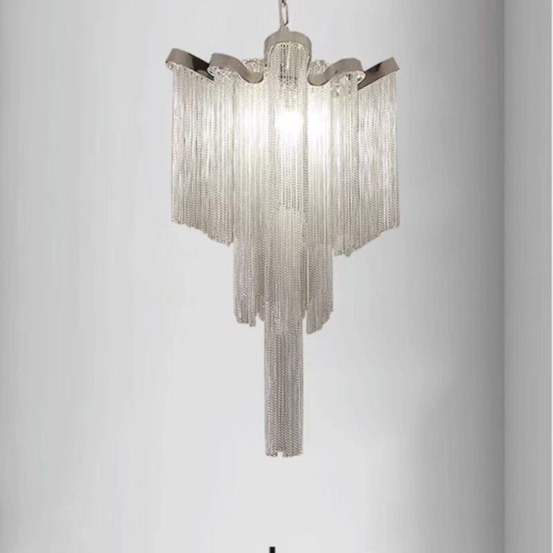 Aluminum Tassel Chandelier Factory - OEM Trending Villa Silver Nordic Artistic