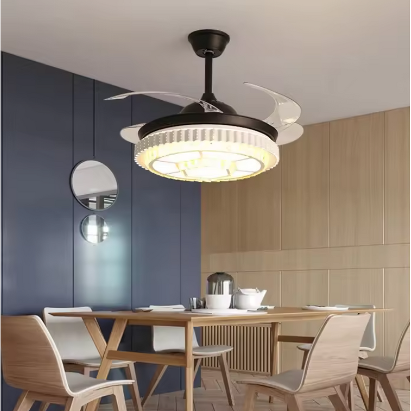 Black Ceiling Fan Manufacturer - OEM Modern Pendant Retractable Blade Three Colors