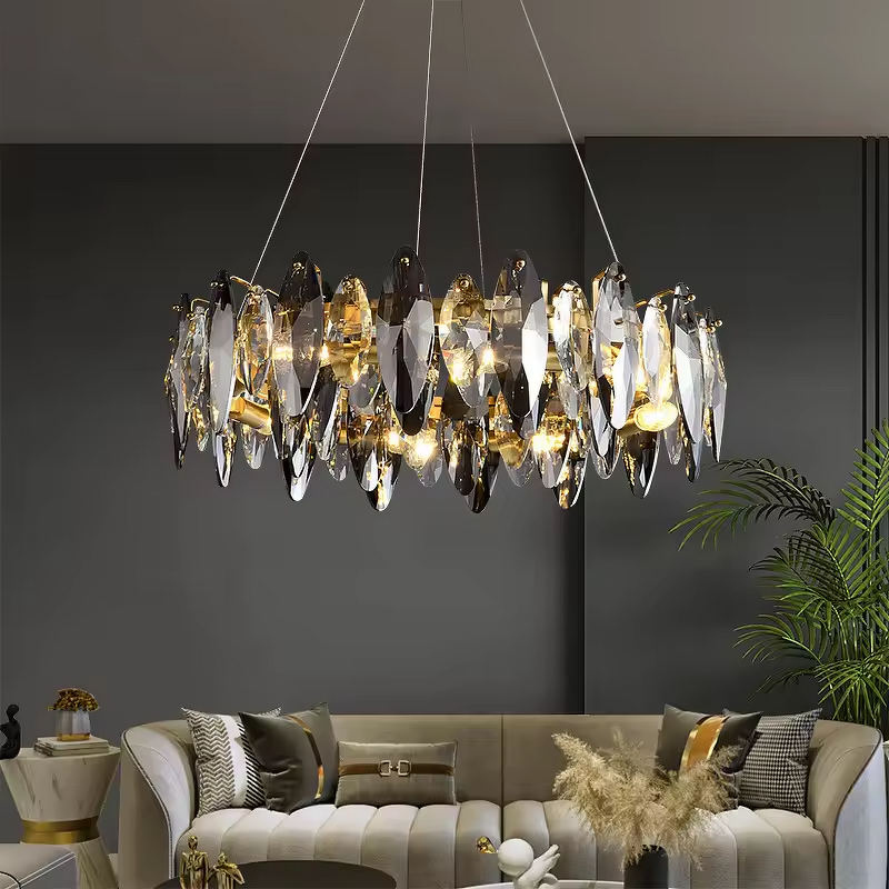 Smoke Gray Chandelier Manufacturer - OEM Circle Design Stainless Steel Crystal