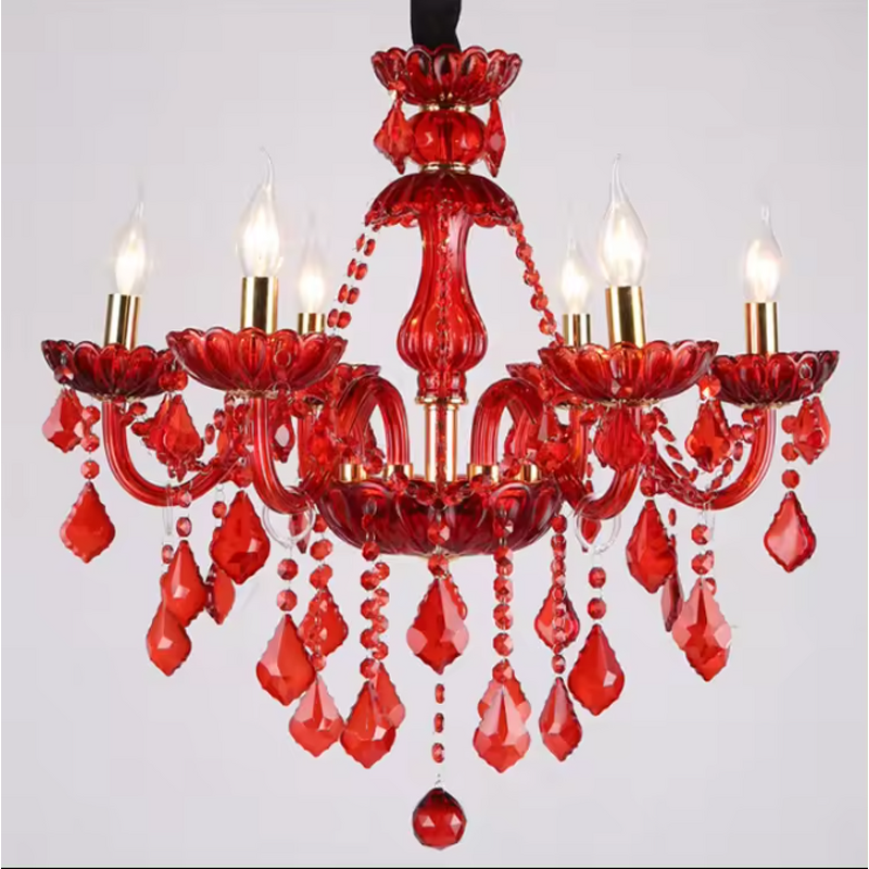 Red Crystal Chandelier Factory - OEM Wedding Europe LED Bulbs Candle Lighting