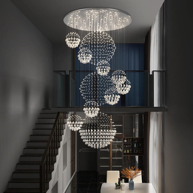 Rotating Chandelier Manufacturer - OEM Staircase Crystal Duplex Building Lighting