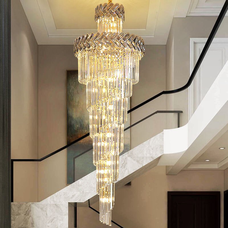 Spiral Crystal Chandelier Factory - OEM Modern Staircase Wedding Luxury Long