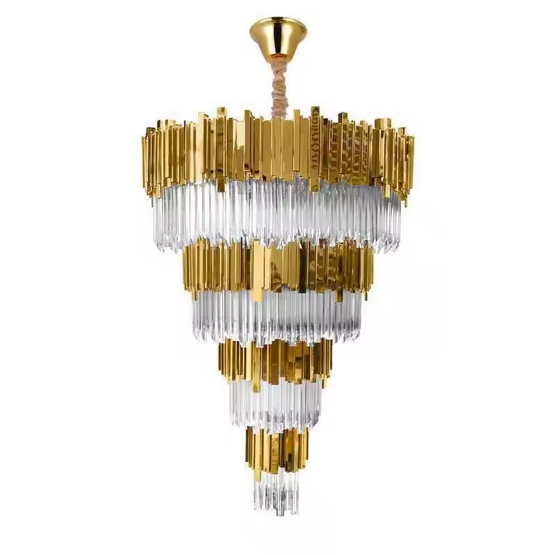 Gold Chandelier Factory - OEM Luxury Vintage Long Hotel Lobby Lighting