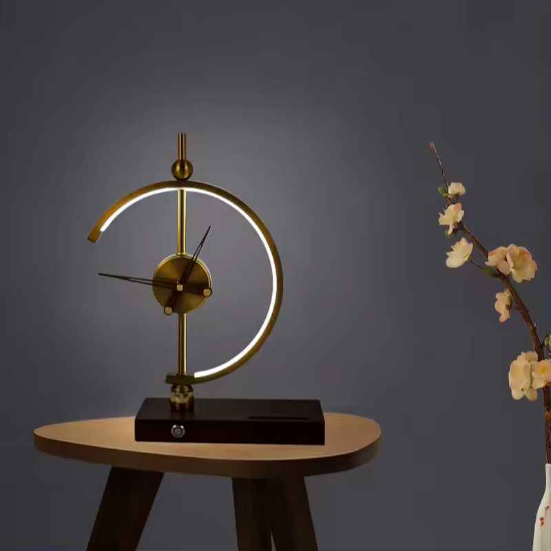 Clock Desk Light Factory - OEM Exquisite Nordic Wooden Wireless Charger Lamp