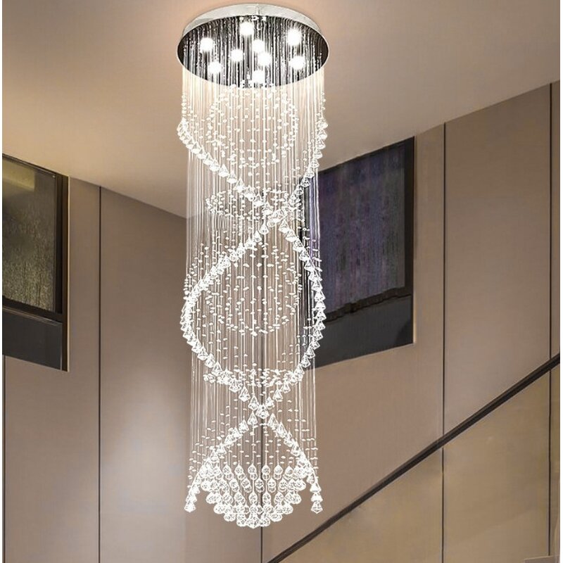 Crystal Beads Chandelier Manufacturer - OEM Hotel Stairs Modern Raindrop Spiral