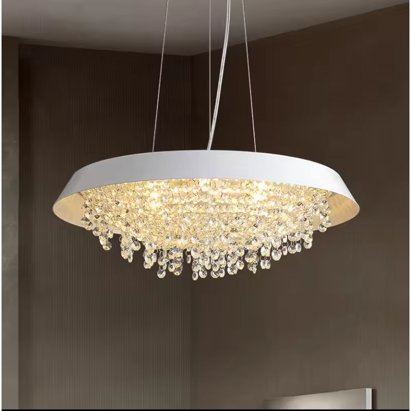 Crystal Raindrop Chandelier Factory - OEM Hotel Luxury Gold Round Modern Lighting