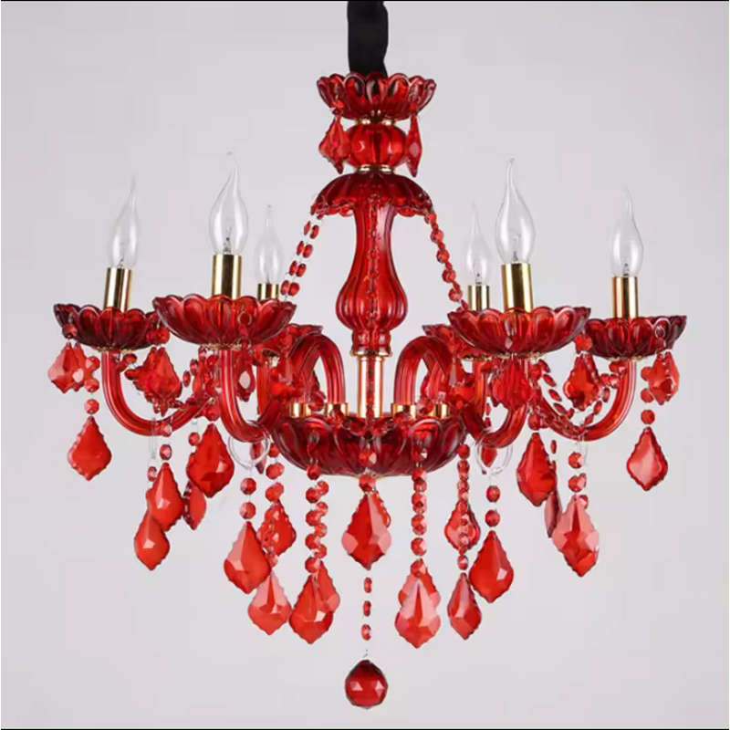 Red Crystal Chandelier Factory - OEM Wedding Europe LED Bulbs Candle Lighting