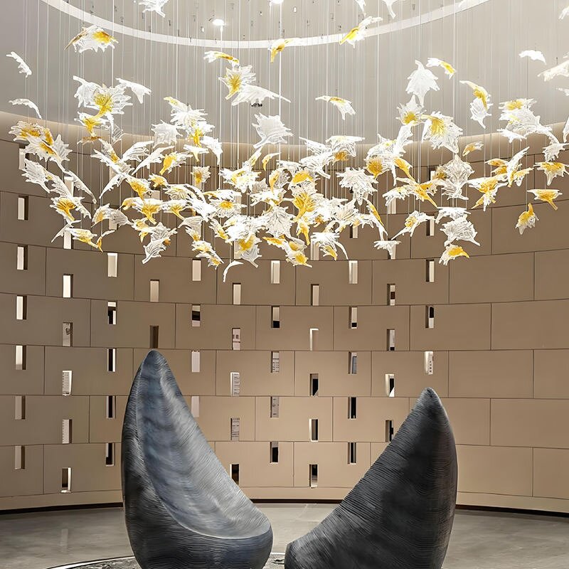 Glass Chandelier Factory - OEM Custom Maple Leaf Art Murano Lighting