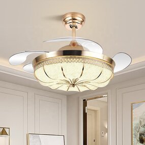 Pumpkin Ceiling Fan Factory - OEM Gold 220V Smart Retractable Blade Light