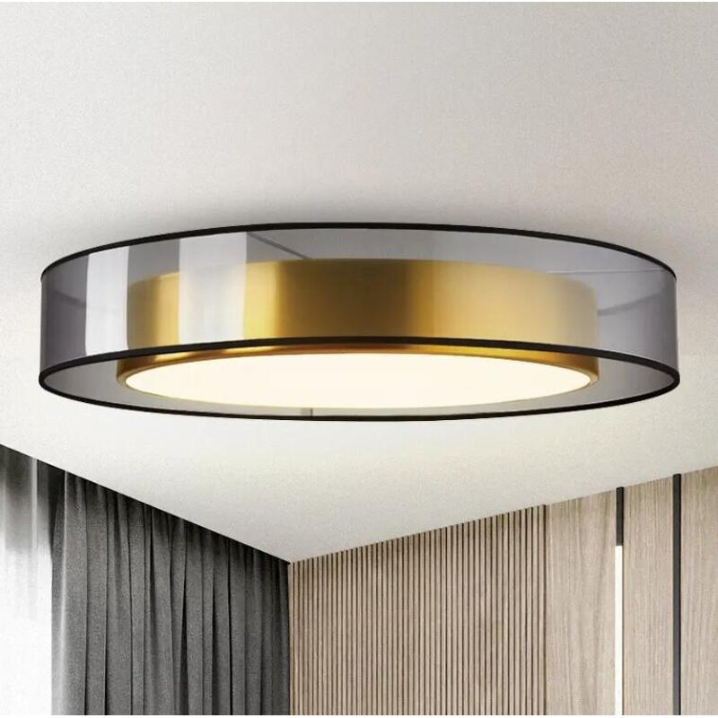 Copper Ceiling Lamp Manufacturer - OEM Luxury LED Round Modern Bedroom Light