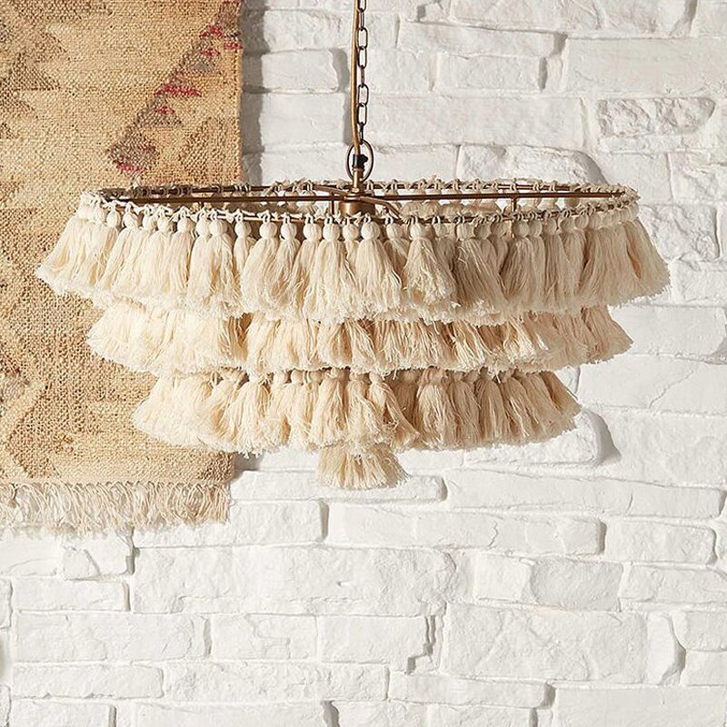 Knitting Tassel Chandelier Factory - OEM Wedding Handmade Natural Rattan Pendant