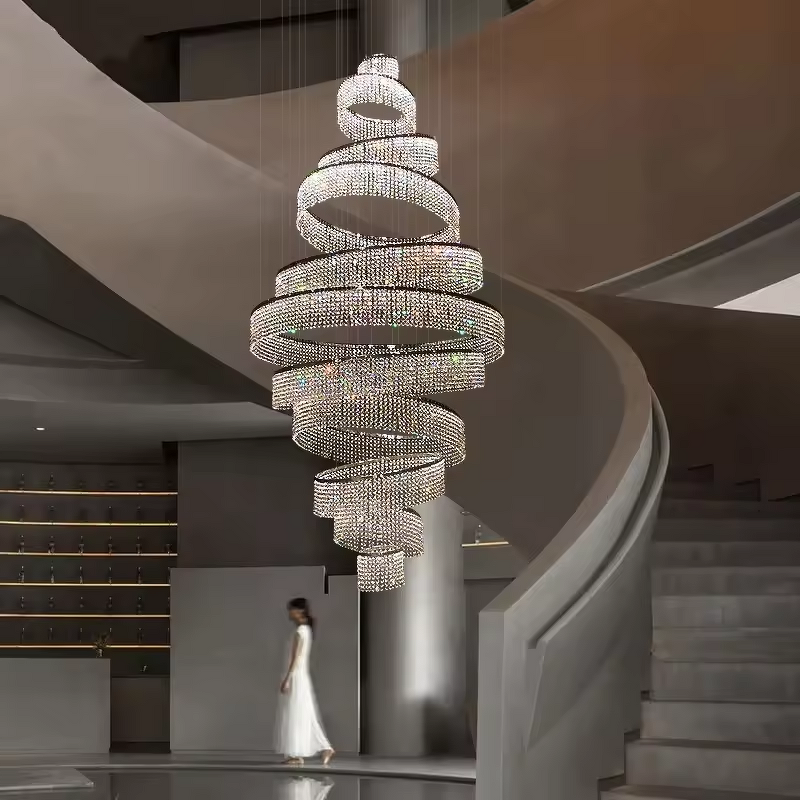 Crystal Chandelier Factory - OEM Modern Luxury Spiral Staircase Lighting