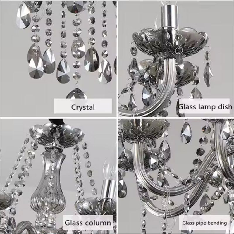 Silver Gray Pendant Light Manufacturer - OEM European Style 3 Layer Candle Chandelier