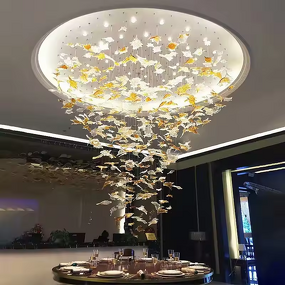 Glass Chandelier Factory - OEM Custom Maple Leaf Art Murano Lighting