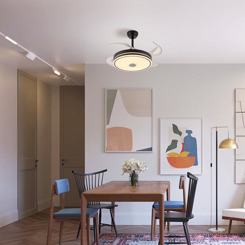 Retractable Ceiling Fan Factory - OEM 2024 New Design Flush Mount LED