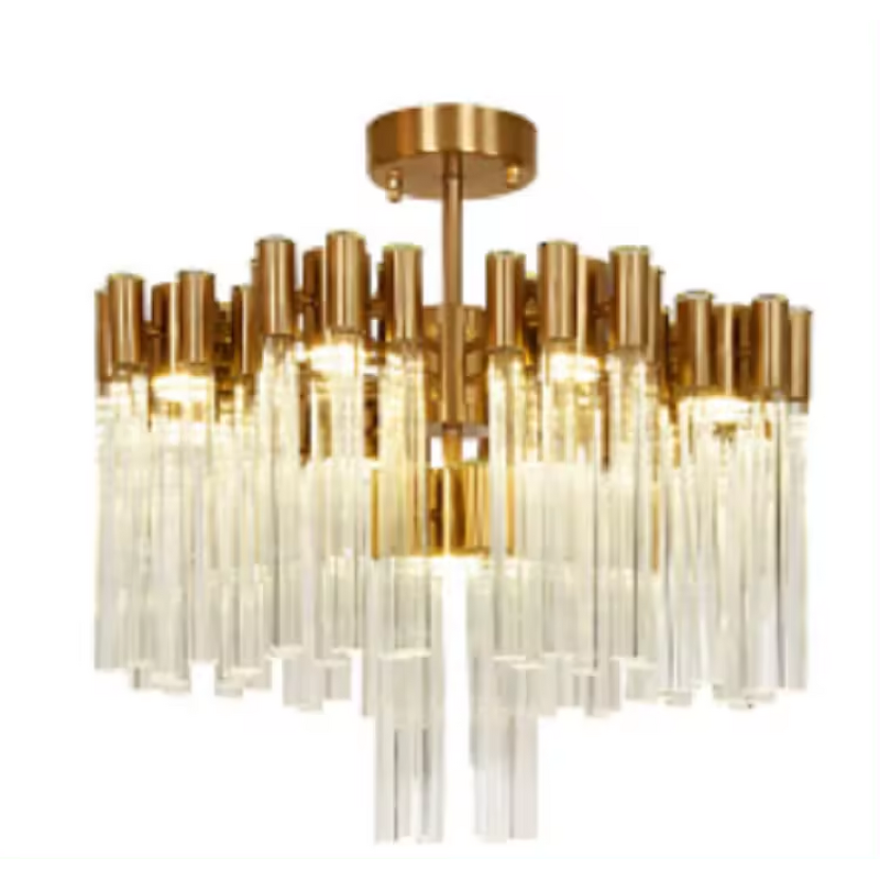Gold Chandelier Factory - OEM LED Luxury Crystal Ceiling Rod Lighting