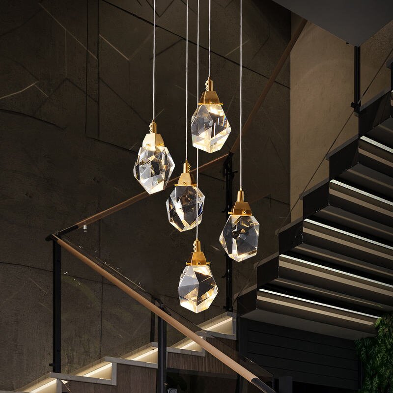 Crystal Pendant Light Manufacturer - OEM Staircase Hanging Rock Chandelier