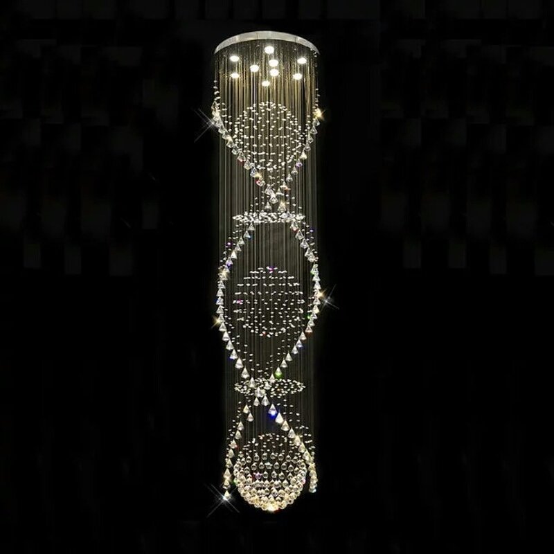 Crystal Beads Chandelier Manufacturer - OEM Hotel Stairs Modern Raindrop Spiral