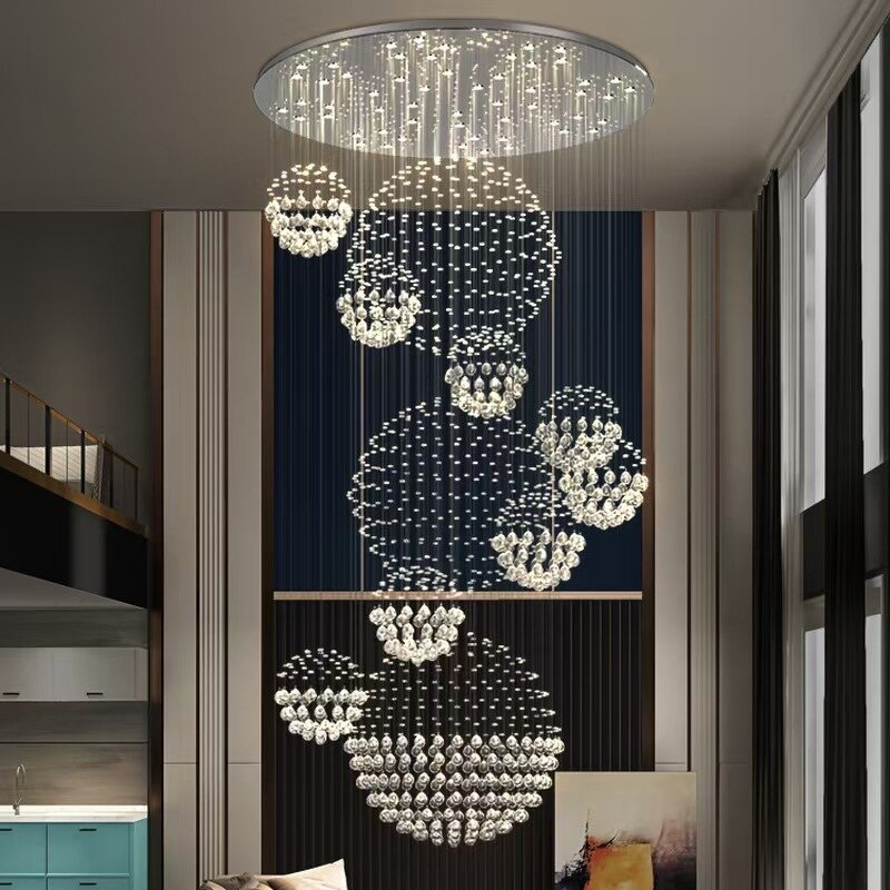 Rotating Chandelier Manufacturer - OEM Staircase Crystal Duplex Building Lighting