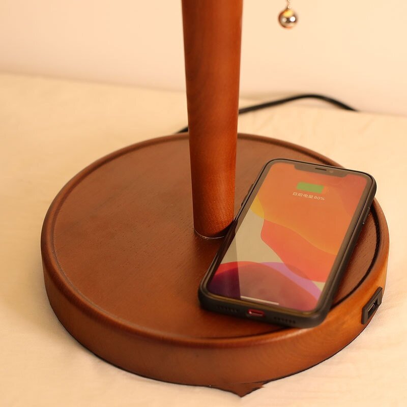 Wood Table Lamp Manufacturer - OEM American Retro Fabric Desk Wireless Charger