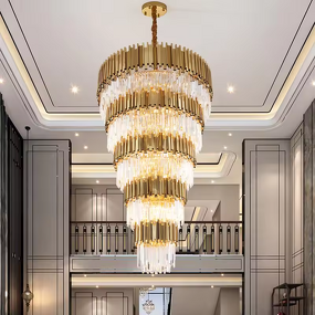 Gold Chandelier Factory - OEM Luxury Vintage Long Hotel Lobby Lighting