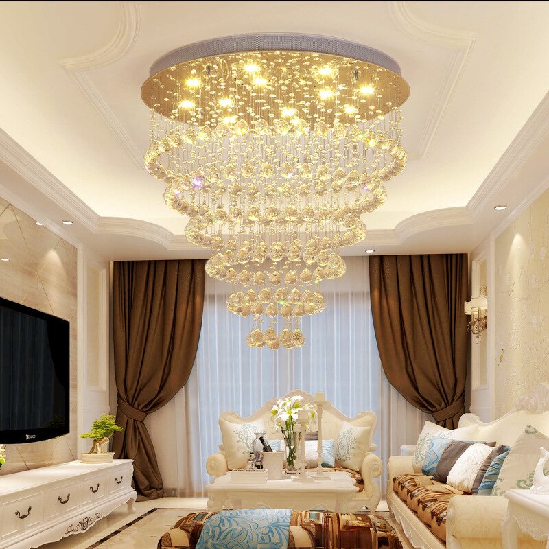 K9 Crystal Chandelier Factory - OEM Luxury Stairs Modern Flush Mount Beads