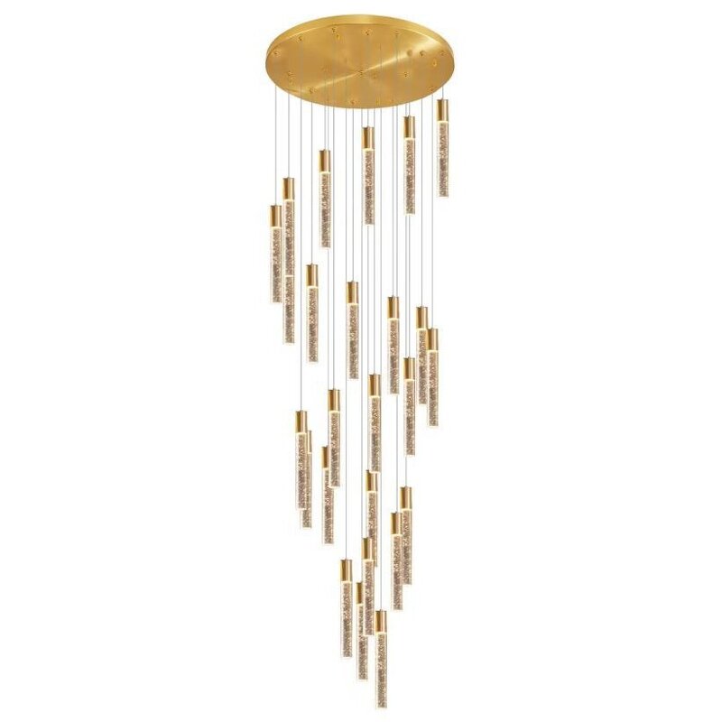 Crystal Tube Chandelier Manufacturer - OEM Modern Luxury Lobby Gold Long Custom