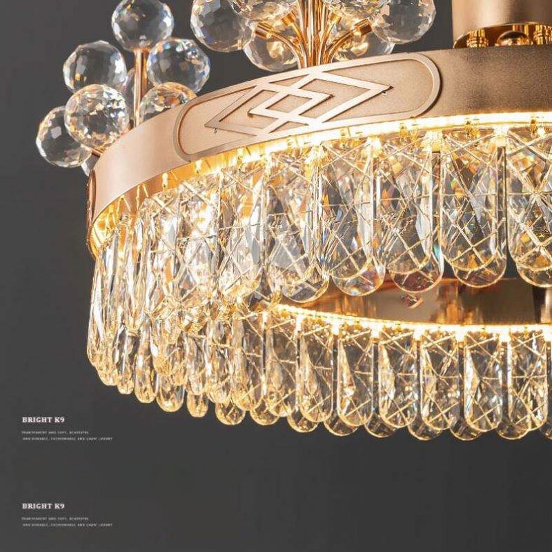 Gold Chandelier Manufacturer - OEM Modern Round K9 Crystal Flower Ball