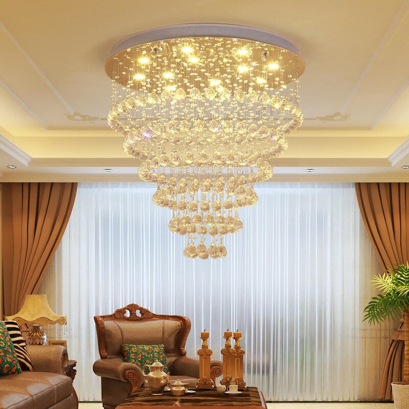 K9 Crystal Chandelier Factory - OEM Luxury Stairs Modern Flush Mount Beads