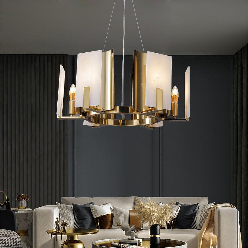 Marble Pendant Light Factory - OEM Ceiling Natural Marble Gold Decorative