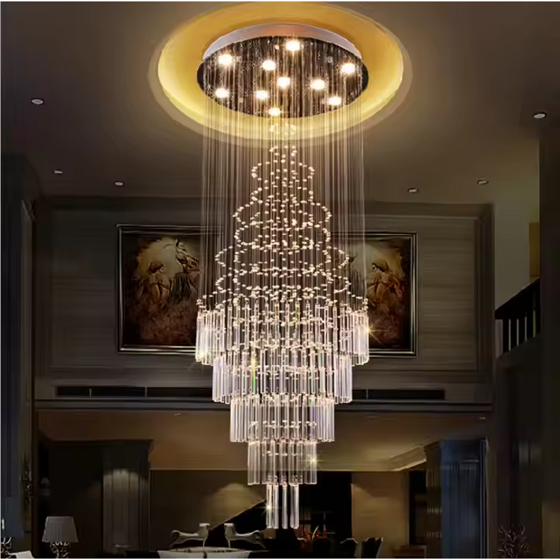 Crystal Chandelier Manufacturer - OEM Contemporary Long Drop Staircase Hotel