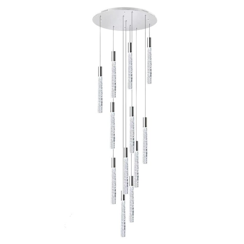Crystal Tube Chandelier Manufacturer - OEM Modern Luxury Lobby Gold Long Custom