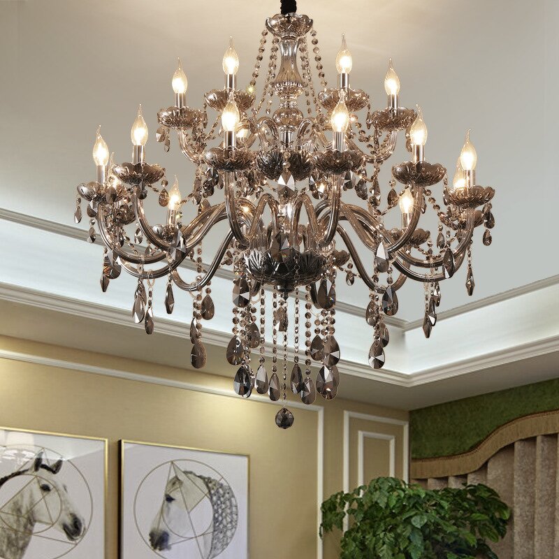 Silver Gray Pendant Light Manufacturer - OEM European Style 3 Layer Candle Chandelier