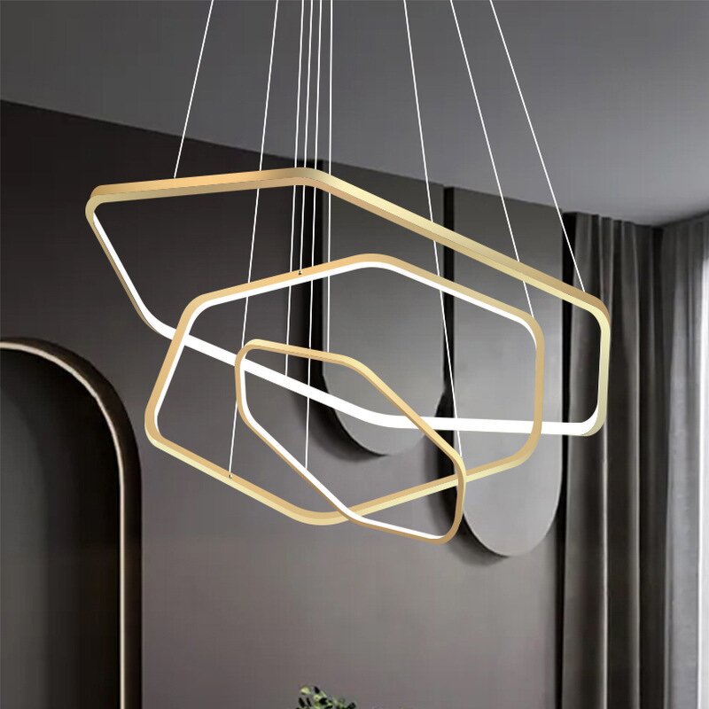 Irregular Pendant Light Factory - OEM New Design Luxury Three Rings LED