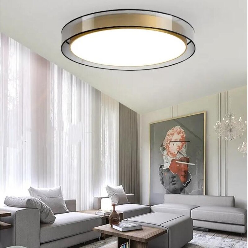 Copper Ceiling Lamp Manufacturer - OEM Luxury LED Round Modern Bedroom Light