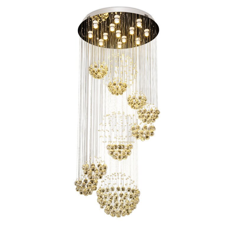 Rotating Chandelier Manufacturer - OEM Staircase Crystal Duplex Building Lighting