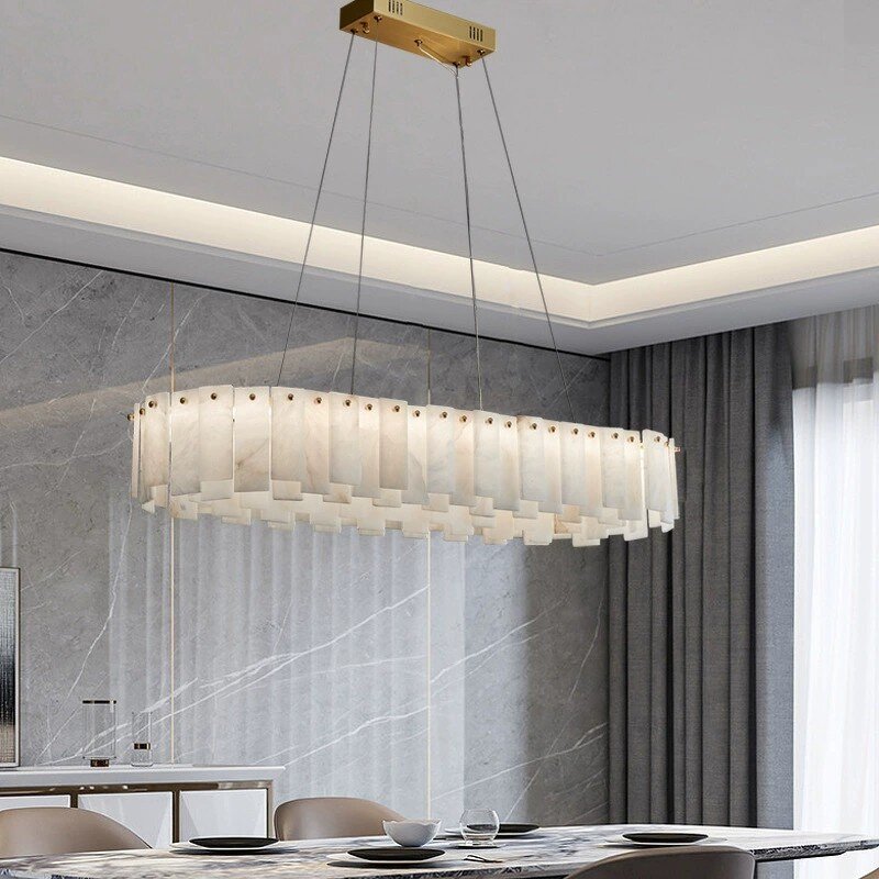 Alabaster Chandelier Factory - OEM Natural Marble Brass Luxury Lighting