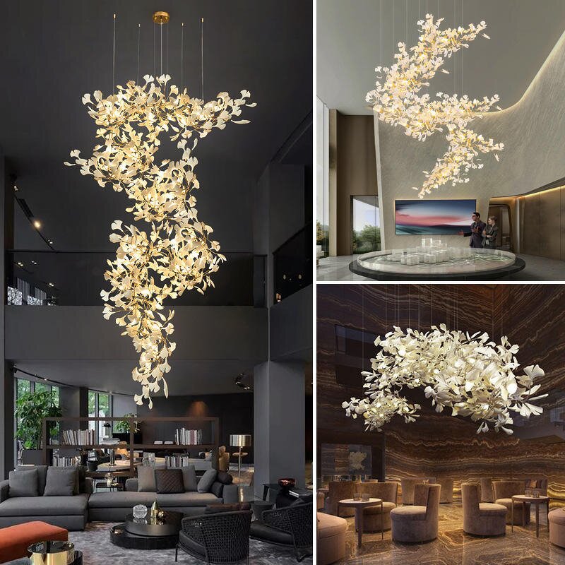 Ceramic Chandelier Manufacturer - OEM Custom Flower Ginkgo Leaf Pendant