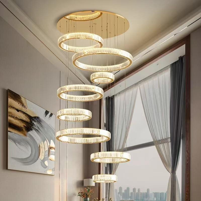 Ring Pendant Light Factory - OEM New Design Staircase Luxury Crystal Ring