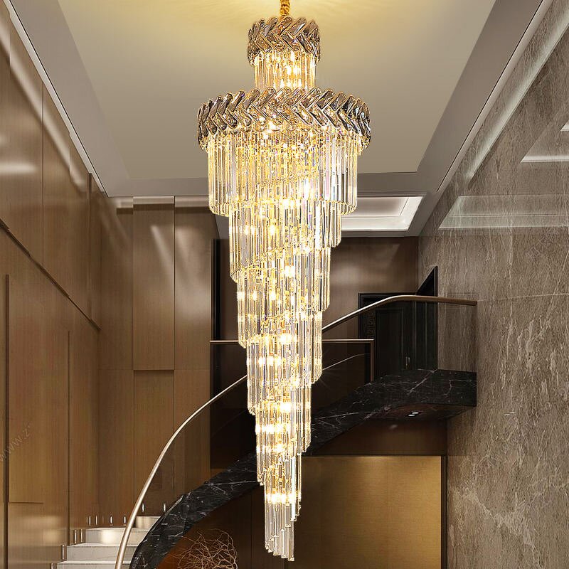 Spiral Crystal Chandelier Factory - OEM Modern Staircase Wedding Luxury Long
